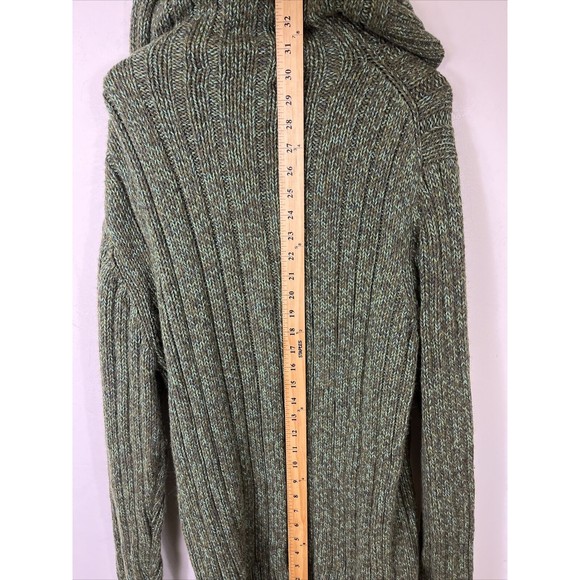 Old Navy Sweater Women Green Cable Knit Chunky Hooded Wool Blend NWT $34 - Picture 5 of 7